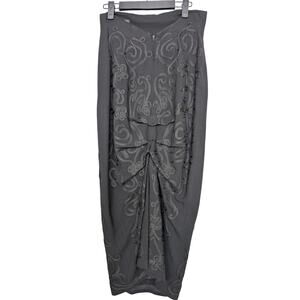 Vintage 90s Norma Kamali Embroidered Column Skirt
